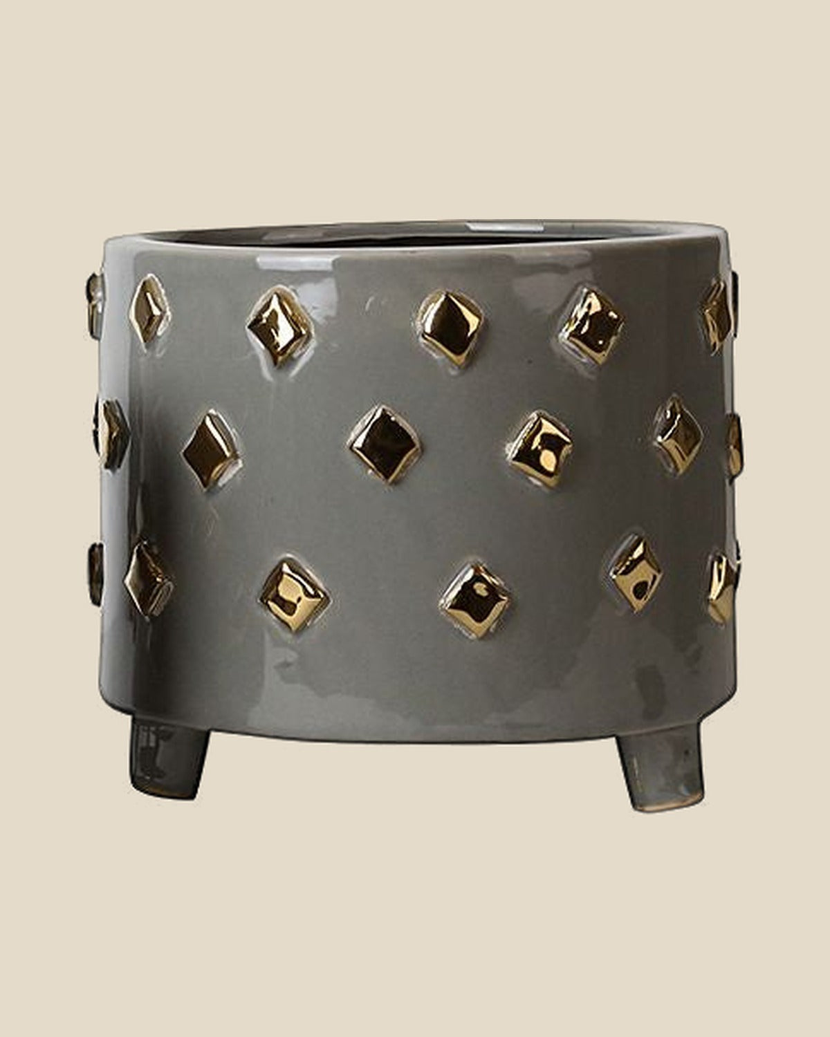 Square gold ceramic bowl grey
