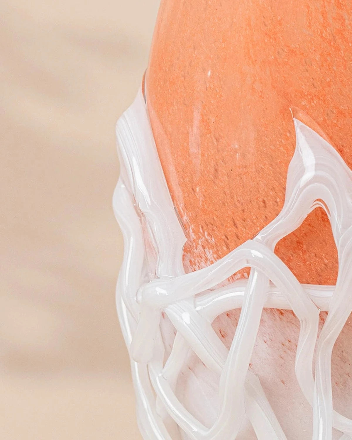 White orange veined vase detail