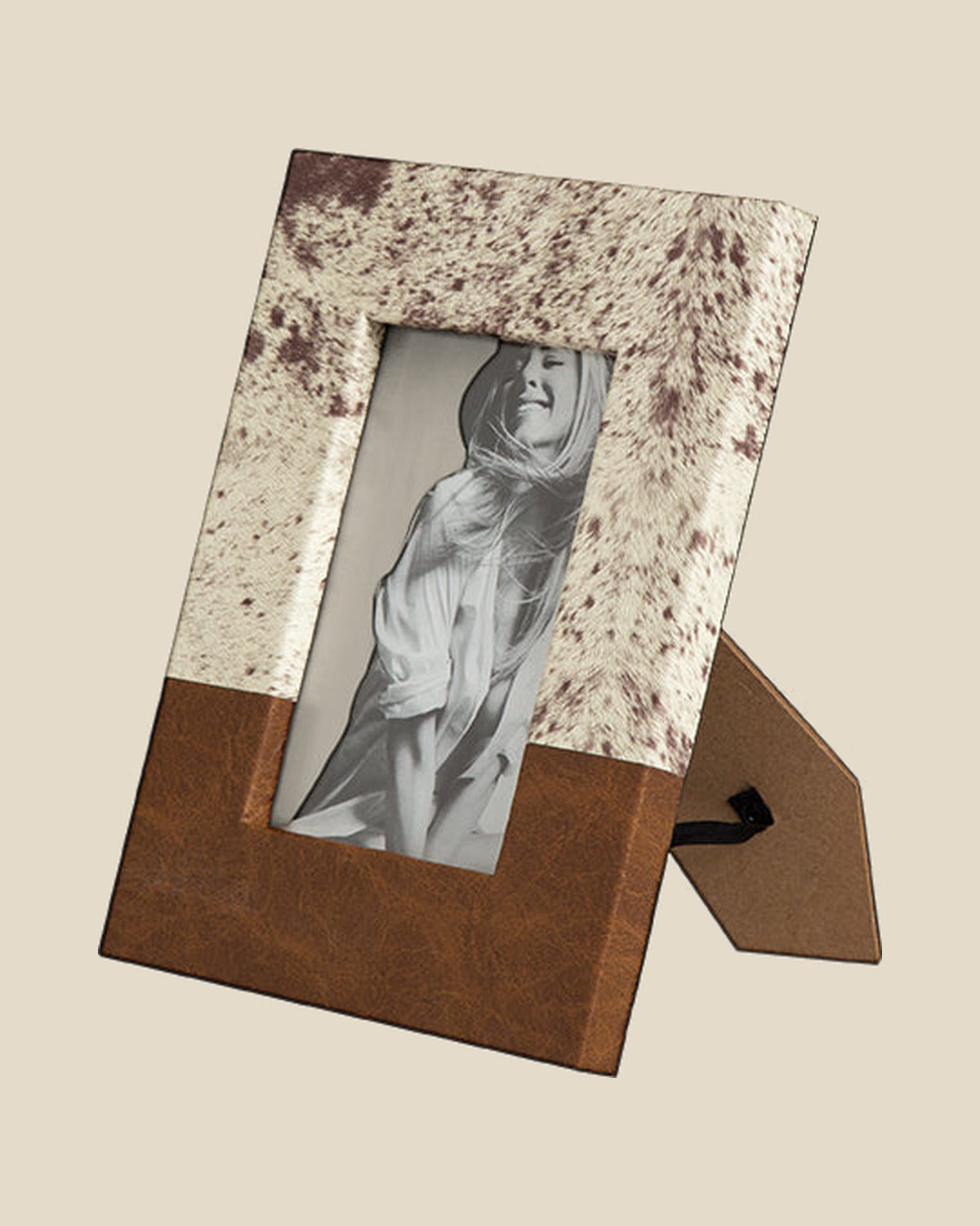 Fur-textured photo frame, brown