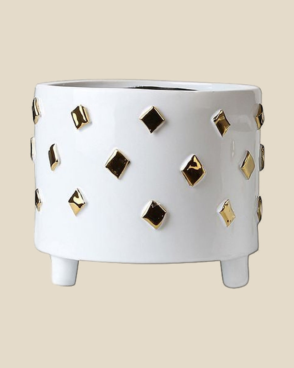 Square gold ceramic bowl white