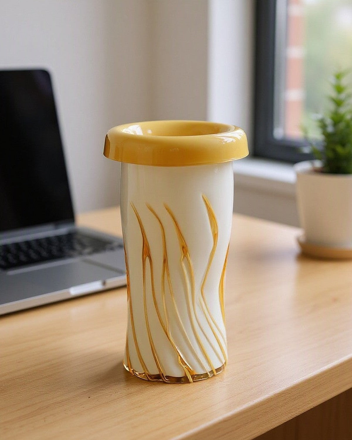 curled-mouth-yellow-striped-vase FB-E25070A office_desk