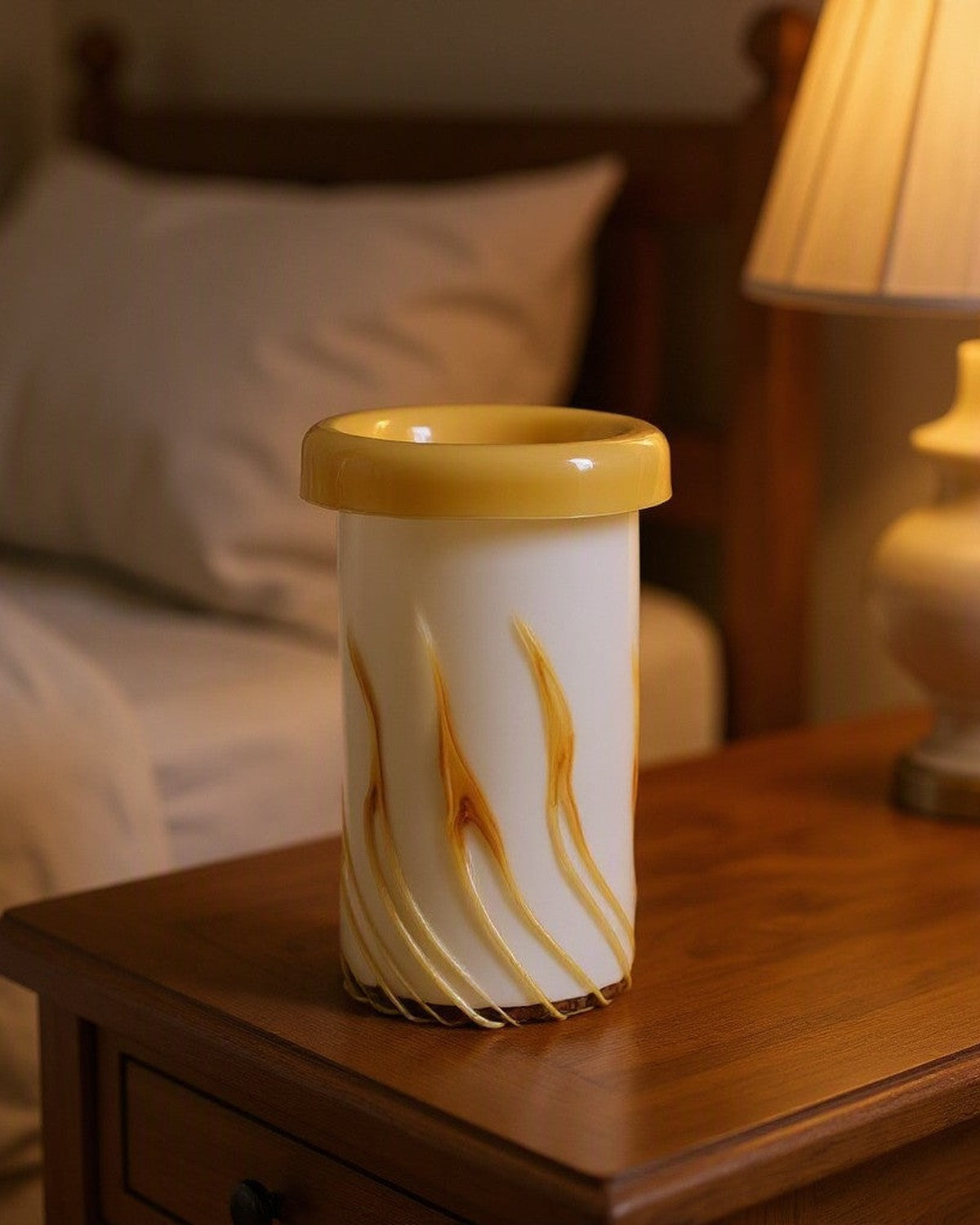 curled-mouth-yellow-striped-vase FB-E25070B bedroom