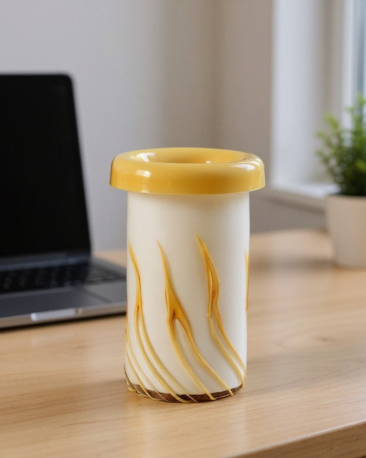 curled-mouth-yellow-striped-vase FB-E25070B office_desk