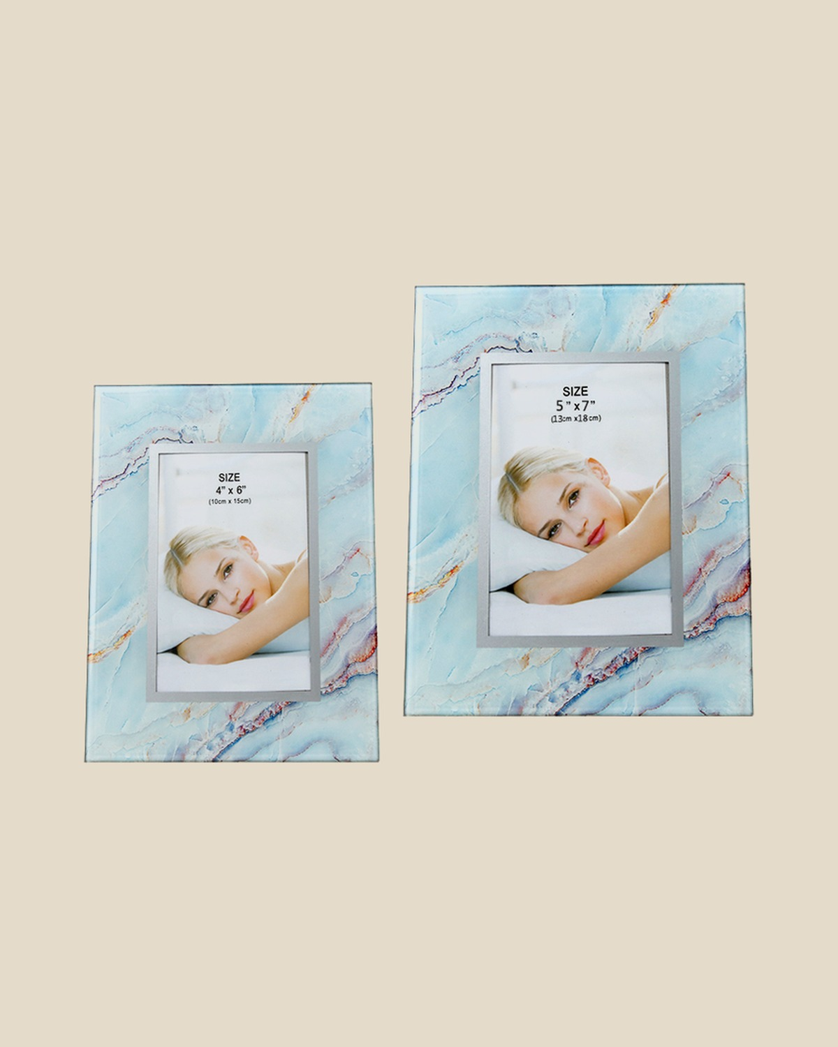 Glass photo frame pair